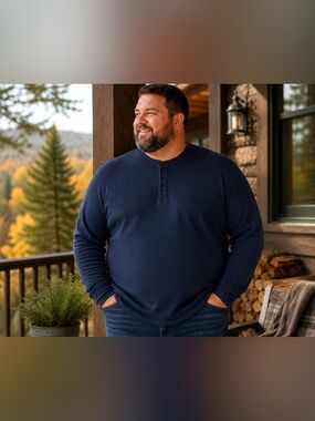 RedHead Mens 3XL Waffle Knit Henley Thermal Long Sleeve Navy NWT